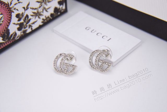 GUCCi飾品 古馳施華洛世奇水晶耳釘 925純銀針 Gucci耳飾耳環  zgbq1103